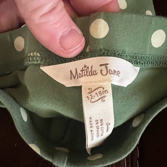 Matilda Jane Green Polka Dot First Adventure Scrappy Leggings Size 12-18 mths. - Picture 3 of 4